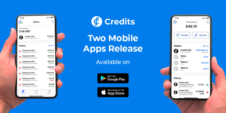 Credits and CS Crypto Wallet. Two Mobile Apps Release